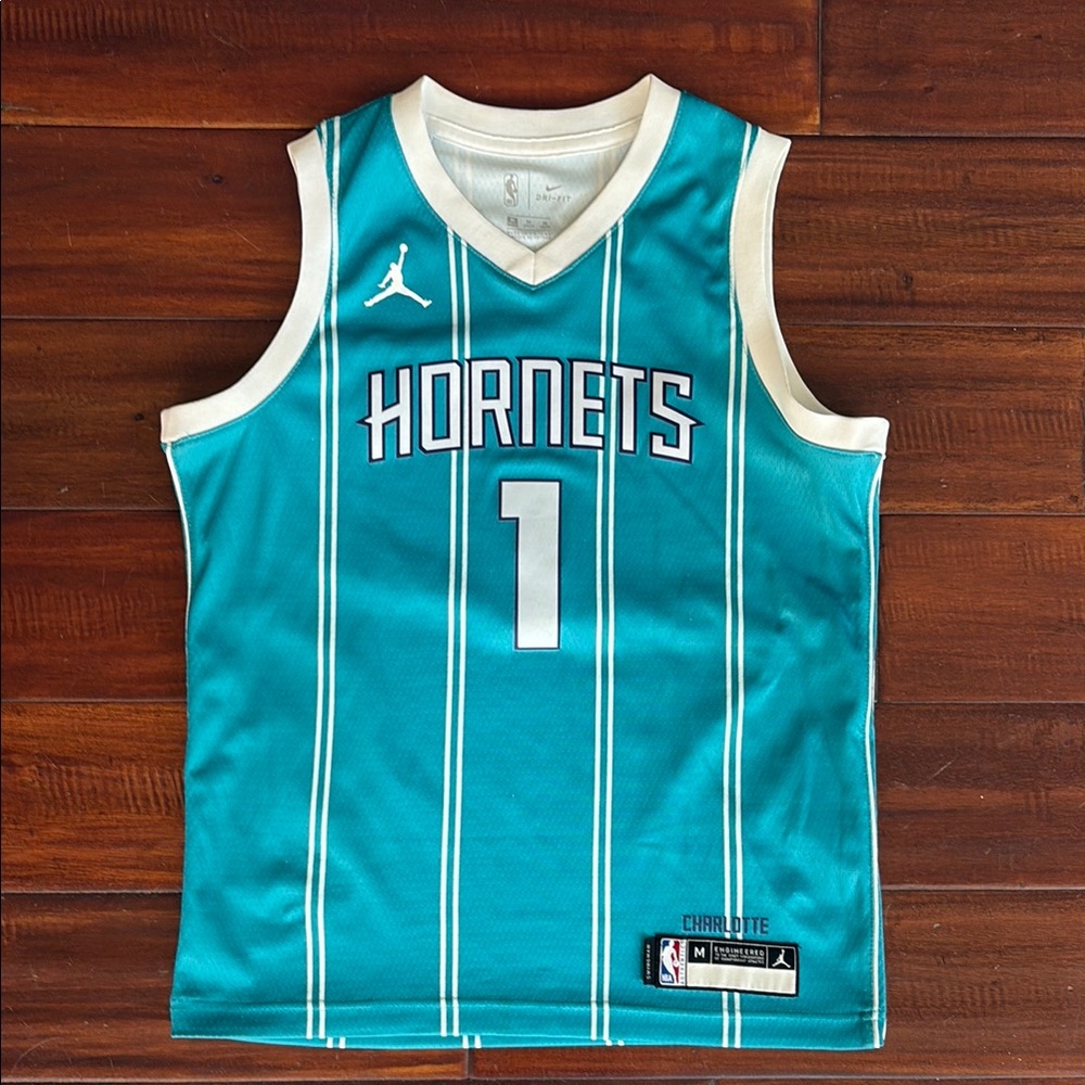 Nike Teal and White Kids Hornets Jersey